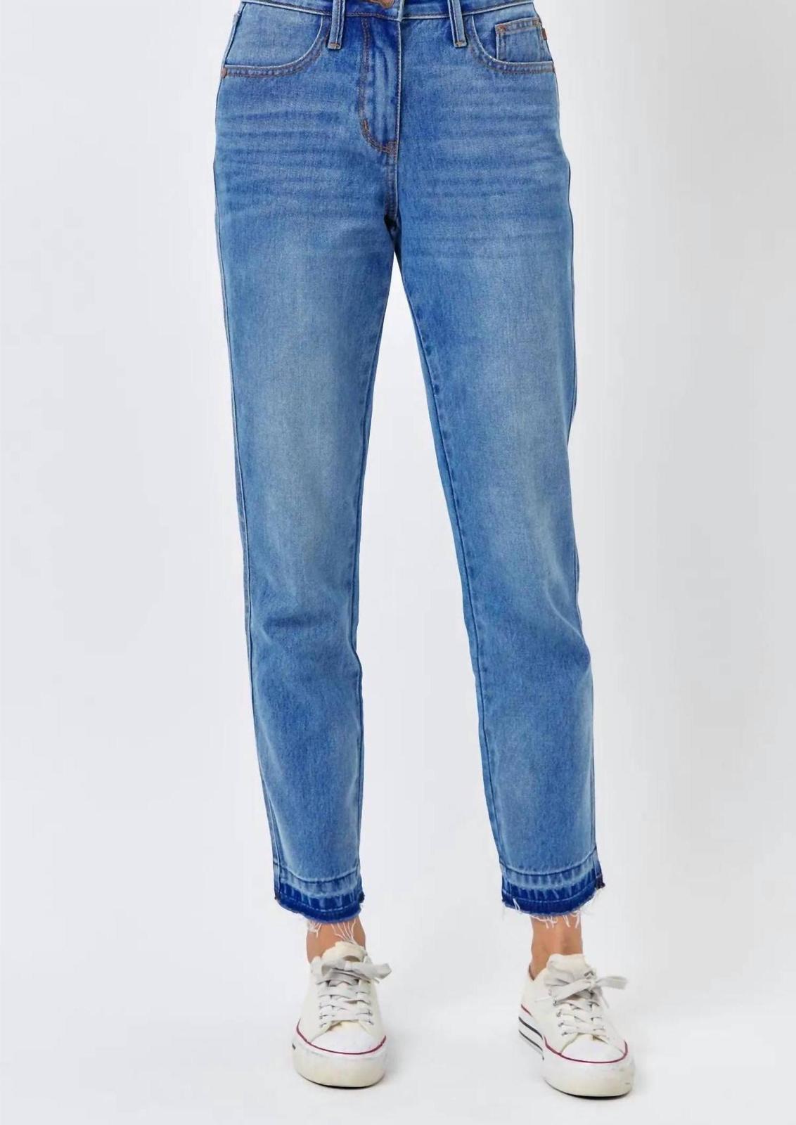 Judy Blue Rigid Magic Release Hem Boyfriend Jean Medium Blue - $41.00