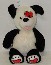 Build a Bear Dog with Heart Eye Patch 16" Plush Stuffed Animal Black Whi... - $14.80