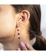 11.37 CT Pink Lab Grown Gemstone Diamond Fancy Silver Earring, Dangle Ea... - €72,74 EUR