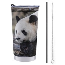 Mondxflaur Panda Steel Thermal Mug Thermos with Straw for Coffee - £16.81 GBP