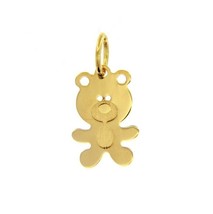 18K YELLOW GOLD FLAT SMALL 15mm 0.6&quot; TEDDY BEAR PENDANT, CHARM, MADE IN ... - $99.00