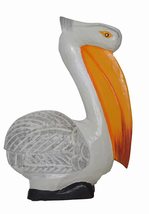 Hand Carved Nautical Wood 12&quot; White Pelican Statue Art Rustic Cottage Look - £23.30 GBP