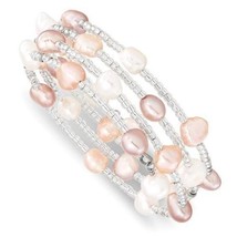 NEW 6-7mm Multicolored Baroque Freshwater Cultured Pearl and Glass Bracelet - £28.18 GBP