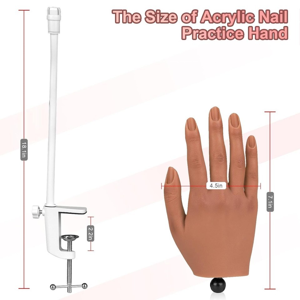 Bendable Acrylic Nail Practice Hand with Deep Nail Groove - Easy Maintenance Item image 7