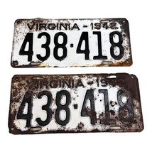 Vintage 1942 Virginia Collectible License Plate Set Of Two Pair Matching... - $48.61