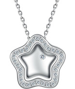 Womens Sterling Silver CZ Best Wish 2 In 1 Lucky Star Pendant Necklace S... - £46.03 GBP