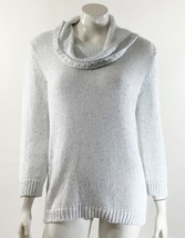 Evan Picone Sweater Sz Large White Silver Sequin Cowl Neck Pullover Long Sleeve - $19.80