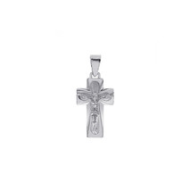 14K White Gold Simple Crucifix Cross Pendant - £126.23 GBP