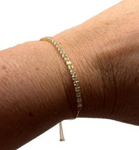 Anna Zuckerman Luxury Diamond-Coated CZ Bolo Bracelet Yellow Gold 925 Silver New - $40.55 CAD