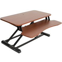 VIVO Wood Colored Height Adjustable Standing Desk Converter Sit Stand Riser - £204.60 GBP