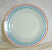 Macbeth Evans Dinner Plate Petalware Cremax Pastel Rings Opalescent - $49.49