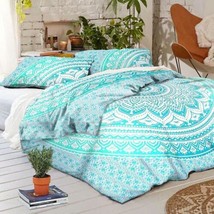 Handmade Cotton Indian Mandala Duvet Cover With Two Pillowcases Bedding Coverlet - £32.76 GBP+
