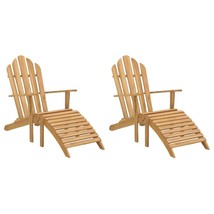 Adirondack Chairs with Footrests 2 pcs Solid Wood Teak - £298.79 GBP