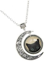 Beautiful Season Moon Pendant Black Cat Pendant Necklace - £32.11 GBP