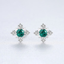 Small S925 Silver Ear Studs Earrings Inlaid Colored Gems Simple Spring  - £17.58 GBP