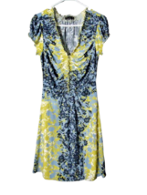 BCBG MaxAzria Floral V-Neck Cap Sleeve Midi Dress w/Ruching Medium Multi... - £22.95 GBP