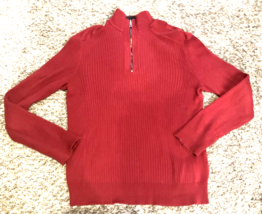 Inc International Concepts Sweater Mens Medium Dark Red Ribbed Knit 1/2 ... - $22.65