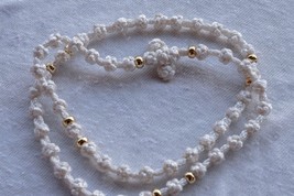 50 knots white prayer rope Semi Spaced Orthodox brojanica with gold metal beads - £18.13 GBP