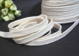 1/4&quot; 7mm wide 5-100y Beige Cotton Braided Flat Tape Tape w/o center stri... - £5.48 GBP+