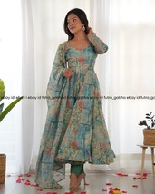 RamaGreen flower printed anaerkali dress for women,womens wear anarkali ... - $46.00