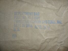 DEPLOYMENT BAG FLAP  PART NO. 11-1-561 MARCH 1974 PIONEER RECOVERY SYSTE... - $17.22