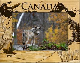 Canada Wildlife Laser Engraved Wood Picture Frame Landscape (5 x 7) - £24.69 GBP