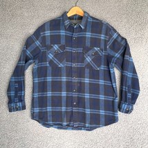 Anchorage Expedition Outdoor Flannel Button Up Shirt Mens L Blue Plaid Cotton - £11.39 GBP