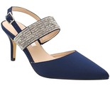 Nina Women Slingback Pointed Toe Heels Tenille Size US 5.5M New Navy Luster - $40.59