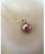 Solid Heavy 18K Gold_Large 12.5mm Natural Pansy Purple Freshwater Pearl ... - $218.00