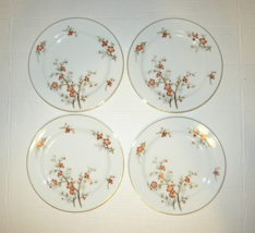 NORITAKE china Brenda 3064 Set of 4 Salad Plates 7-1/2&quot; Gold Rim Floral EUC - £34.37 GBP