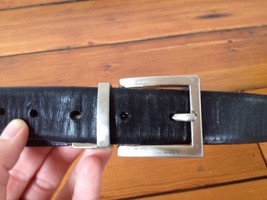 Florsheim Thick Black Leather Belt w/ Silvertone Solid Satin Nickel Buck... - $19.99