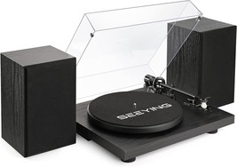 Seeying Vinyl Record Player Turntable with Speakers Wireless Bookshelf Black - £173.55 GBP