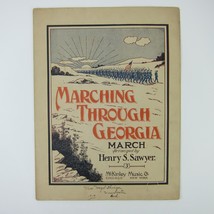 Sheet Music Marching Through Georgia March Henry Sawyer Soldiers Antique... - £15.68 GBP