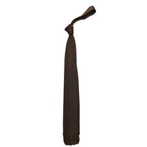 VTG Mens Neck Tie Dark Brown Wool  Knit Square End - $16.95