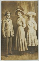 Rppc Victorian Children Girls With Large Hats Photo c1910 Postcard M17 - £11.14 GBP