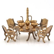 Handcrafted Pure Brass Decorative Dining Table Chair Maharaja Set Showpiece - £20.13 GBP