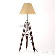 Nauticalmart Dark Brown Wooden Tripod Floor Lamp - £154.93 GBP