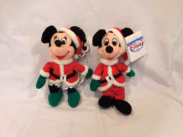 Disney Christmas Santa Minnie &amp; Mickey plush 7&quot; Bean&#39;s Plush stuffed Retired  - £13.93 GBP