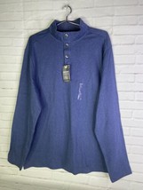 Van Heusen Never Tuck Knit Long Sleeve 1/4 Button Front Blue Shirt Mens Size XL - £18.99 GBP