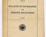 Director Selective Service Bulletin of Information for Persons Registere... - £13.99 GBP