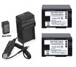 TWO 2X BP-827 Batteries + Charger for Canon HF G10 M30 M300 M31 M32 M36 M306 M40 - £53.15 GBP