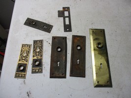 Lot of Antique door lock plate PIECES PARTS RESTORE - $34.64