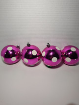 4 Purple Shiny Brite Christmas Ornaments Polkadot 2 1/4&quot; - £10.72 GBP