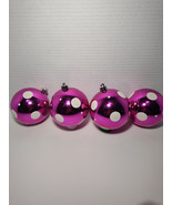 4 Purple Shiny Brite Christmas Ornaments Polkadot 2 1/4&quot; - $13.86