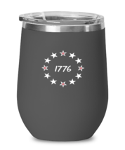 Independence Day Wine Glass 1776, Patriot, 4th July,Independence Day Black-WG  - £20.74 GBP