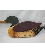 Vintage Wooden Painted Duck Mallard Hanging Key Holder Wall Decor 15&quot; X 7&quot; - $29.85 CAD