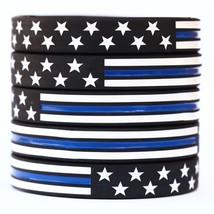 Five Child Size Stars and Stripes Flag with Thin Blue Line Wristband Bra... - $9.88