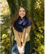 Womens Scarf Raschel Knit Loop With Fringe Navy One Size INC $34 - NWT - £4.32 GBP