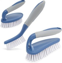 3-Piece Scrub Brush Set/Blue/Durable Bristles, Ergonomic Handle/Kitchen Bathtub - £6.39 GBP