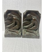 Art Deco Mcm nude naked woman reading a book brass book ends - $3,010.49 MXN